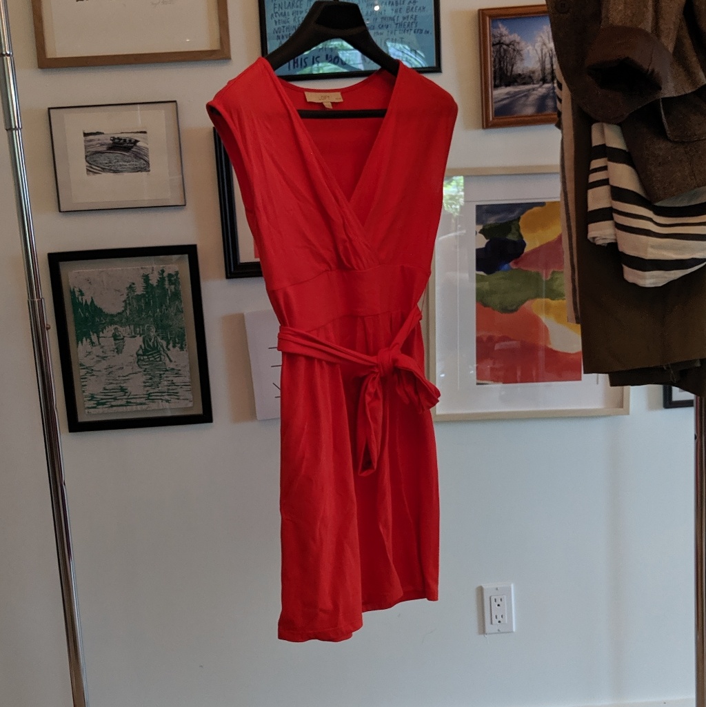 Loft Red Mock-Wrap Dress